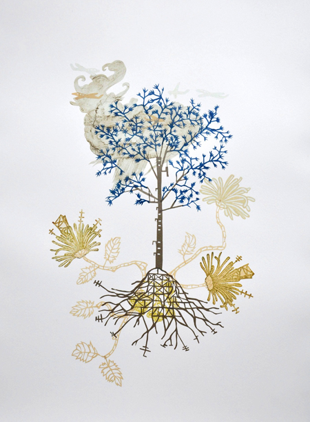 susan graham collage print electrical tower art floral art